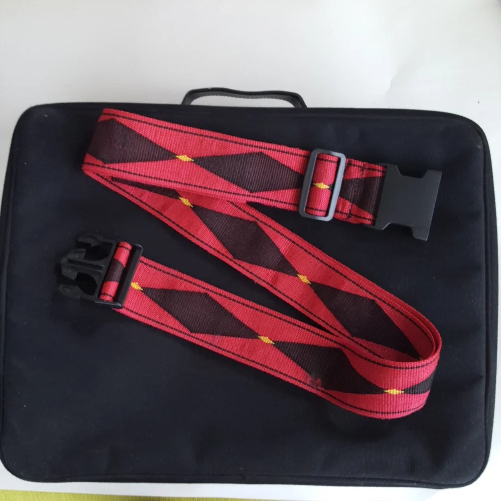 Travel Belt Luggage Strap Red Black Diamond Pattern Unisex Embellishment 90s